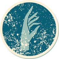 iconic distressed sticker tattoo style image of a hand vector