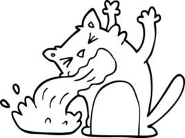 gato de dibujos animados de dibujo lineal enfermo vector