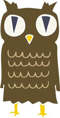 flat color style cartoon owl
