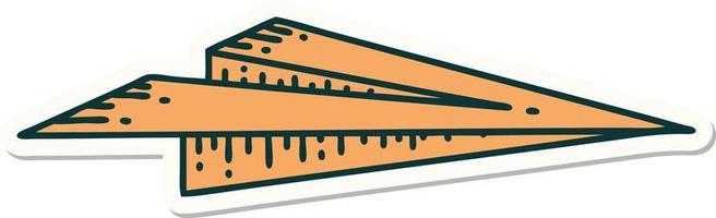 sticker of tattoo in traditional style of a paper airplane vector
