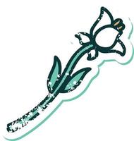 iconic distressed sticker tattoo style image of a lily vector