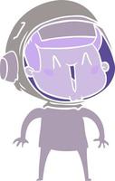 happy flat color style cartoon astronaut vector