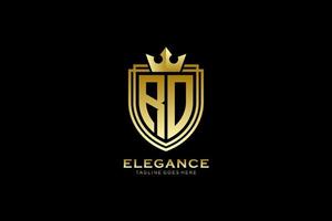 initial RO elegant luxury monogram logo or badge template with scrolls and royal crown - perfect for luxurious branding projects vector