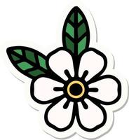 sticker of tattoo in traditional style of a flower vector