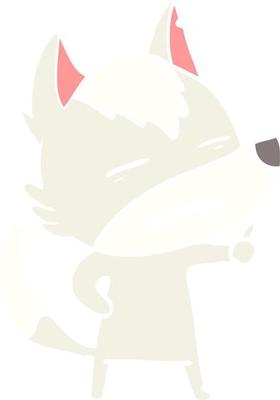 flat color style cartoon wolf showing teeth