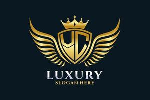 Luxury royal wing Letter VC crest Gold color Logo vector, Victory logo, crest logo, wing logo, vector logo template.