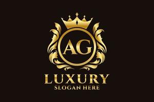 Initial AG Letter Royal Luxury Logo template in vector art for luxurious branding projects and other vector illustration.