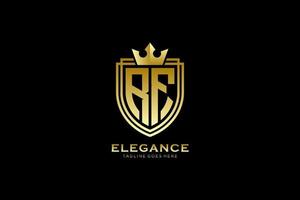 initial RF elegant luxury monogram logo or badge template with scrolls and royal crown - perfect for luxurious branding projects vector