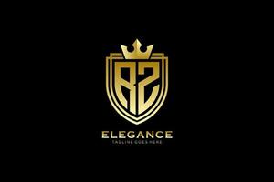 initial RZ elegant luxury monogram logo or badge template with scrolls and royal crown - perfect for luxurious branding projects vector