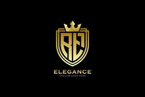 initial RT elegant luxury monogram logo or badge template with scrolls and royal crown - perfect for luxurious branding projects vector