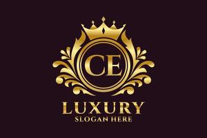 Initial CE Letter Royal Luxury Logo template in vector art for luxurious branding projects and other vector illustration.