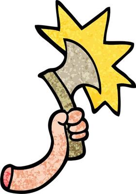 grunge textured illustration cartoon arm with axe