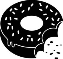 Icono de ilustración de vector gráfico de donut esmerilado mordido