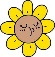 cartoon of a happy sunflower vector