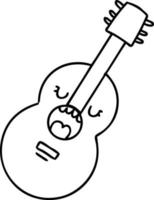 line doodle of an acoustic guitar singing vector