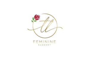 initial TL Feminine logo beauty monogram and elegant logo design, handwriting logo of initial signature, wedding, fashion, floral and botanical with creative template. vector