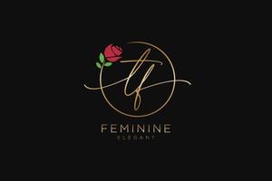 initial TF Feminine logo beauty monogram and elegant logo design, handwriting logo of initial signature, wedding, fashion, floral and botanical with creative template. vector