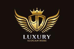 Luxury royal wing Letter VQ crest Gold color Logo vector, Victory logo, crest logo, wing logo, vector logo template.