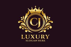 Initial CJ Letter Royal Luxury Logo template in vector art for luxurious branding projects and other vector illustration.