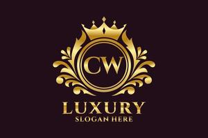 Initial CW Letter Royal Luxury Logo template in vector art for luxurious branding projects and other vector illustration.