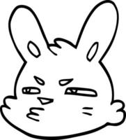 line drawing cartoon moody rabbit vector