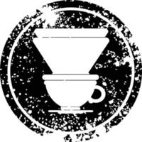 coffee filter cup circular distressed symbol vector