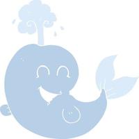 flat color illustration of a cartoon whale spouting water vector