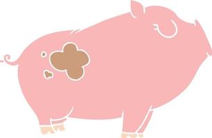 flat color style cartoon pig vector