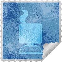 broken computer graphic square peeling sticker vector