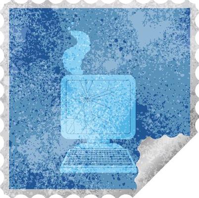 broken computer graphic square peeling sticker