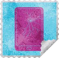 broken electronic tablet square peeling sticker vector