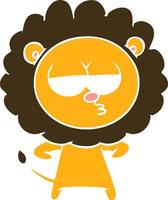 flat color style cartoon bored lion vector