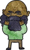 cartoon man with beard frowning checking his beard vector