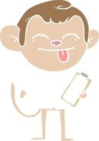 funny flat color style cartoon monkey vector