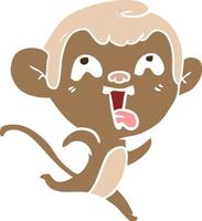 crazy flat color style cartoon monkey vector