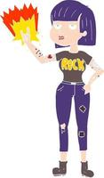flat color illustration of a cartoon rock girl vector