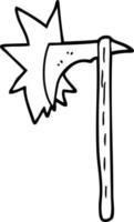 line drawing cartoon viking axe vector