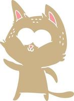 flat color style cartoon cat waving vector