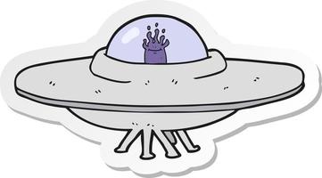 sticker of a cartoon flying saucer vector