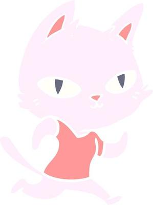 flat color style cartoon cat running
