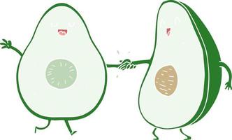 aguacates bailando de dibujos animados de estilo de color plano vector