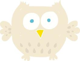 flat color illustration of a cartoon happy owl vector