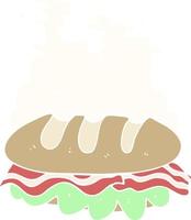 ilustración de color plano de un sándwich enorme de dibujos animados vector