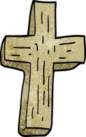 cartoon doodle wooden cross vector