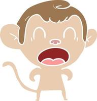 shouting flat color style cartoon monkey vector