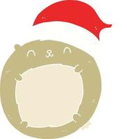 lindo oso de navidad de dibujos animados de estilo de color plano vector