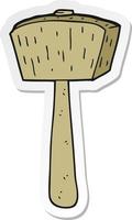 sticker of a cartoon wooden mallet vector