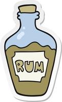 sticker of a cartoon rum bottle vector