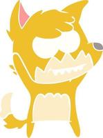 flat color style cartoon grinning fox vector