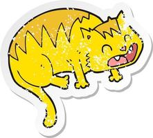 retro distressed sticker of a cartoon cat vector